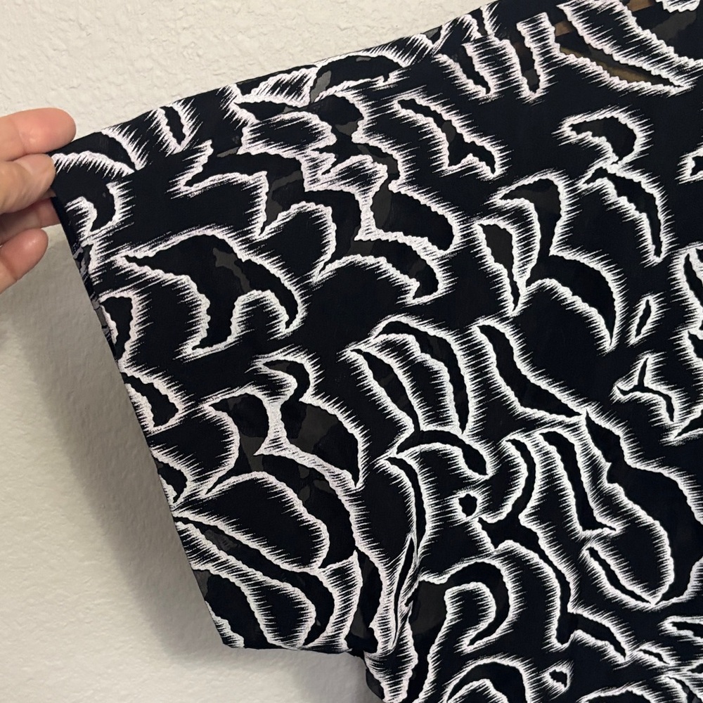 DVF Diane Von Furstenberg V Neck Flare Mini Dress Black White Size 6 *No Slip* - Picture 11 of 13